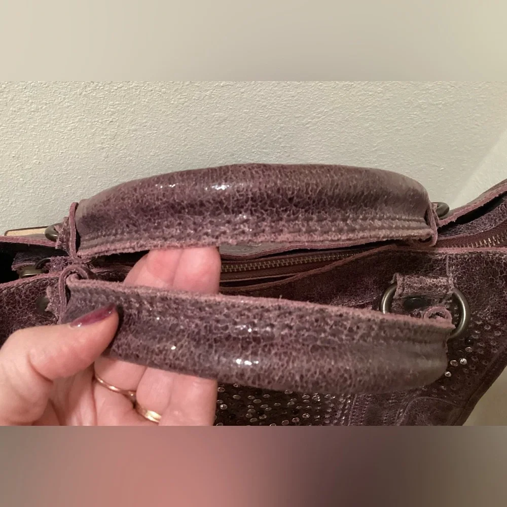 RARE Frye (Deborah) Studded Handbag with Wallet, Dusty Wine - Picture 5 of 16